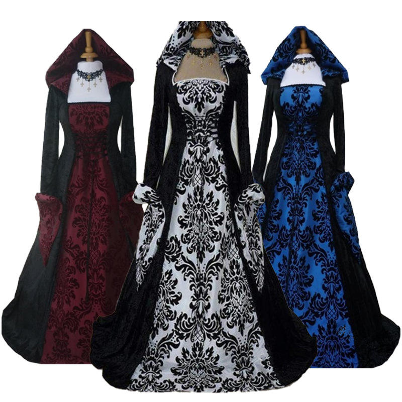 BAIGE Fantasia de Halloween Bruxa Vestido Medieval Feminino Adulto Tamanho  Grande Assustador Cosplay Gótico Magoia Roupas de Halloween para Mulheres
