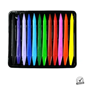 Crayons Colors For Kids SUNNY 12 Colors Environment Friendly Long Double-ended Fully Use Triangle Plastic Crayon Color Pencil Painting Art