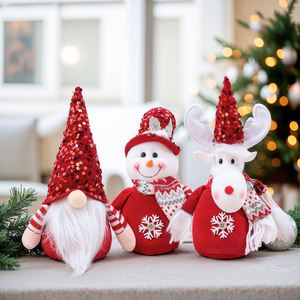 Décorations de Noël en tissu de luxe : Poupées, Gnomes rouges à paillettes, Vieillards, Bonhommes de neige et Élans pour la maison - Product Image 3