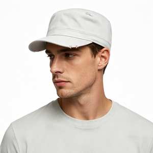 Casquette de patrouille vintage pour <span class=keywords><strong>homme</strong></span>, blanche, effet usé, en ripstop, avec patch brodé personnalisable, design basique pour tous les jours, casquette à visière plate - Product Image 3