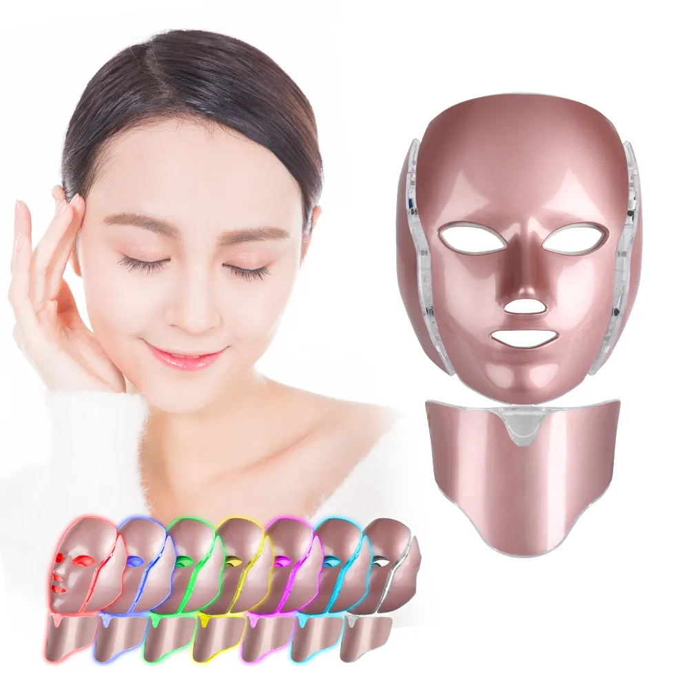 Facial spa acne and skin oil therapy device LED 7 Color led mask face led face mask therapy