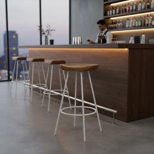 Single Simple bar <b>Stool</b> With Solid Wood and Metal Crafts Living Room Chairs Hotel Chairs bar Chair for Bar and Other Hotel - Product Image 3