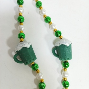 Hạt đeo tay St.Patrick ngày <span class=keywords><strong>shamrock</strong></span> màu xanh lá cây và kính bắn Mặt dây chuyền hạt cỏ ba lá màu xanh lá cây Mardi Gras bên cho người lớn - Product Image 2
