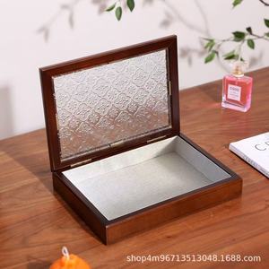 Wood Jewelry <b>Box</b> Rectangle Solid Color Storage For Rings Necklaces <b>Vintage</b> Style Exquisite Organizer - Product Image 5