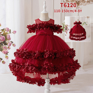 MQATZ Elegante Vestido <span class=keywords><strong>de</strong></span> Princesa para <span class=keywords><strong>Niñas</strong></span>, Traje Formal <span class=keywords><strong>de</strong></span> Boda con Decoración Floral, Largo hasta la Rodilla, Verano T6120 - Product Image 2
