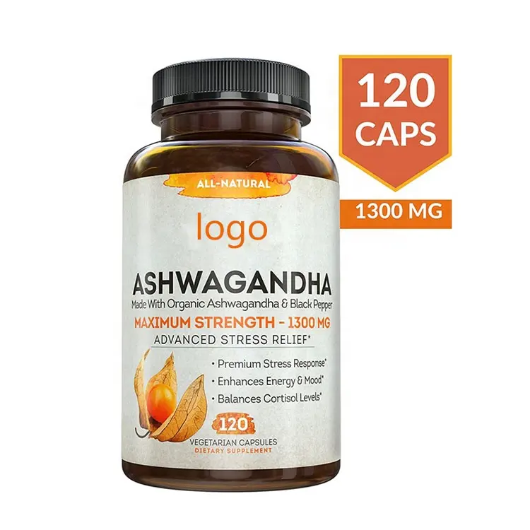 Kapsul stres dan kecemasan formula Ashwagandha 500-1300mg ashwagandha Suplemen herbal