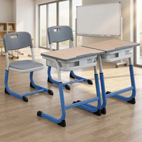 Ensemble bureau et chaise pour élèves, hauteur réglable, unité individuelle, mobilier de classe