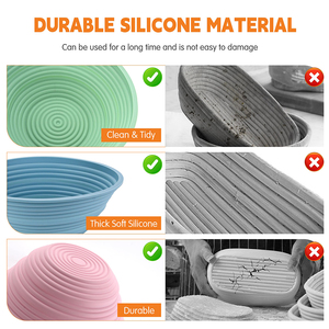 4Pcs <b>Silicone</b> Banneton Bread Proofing Baskets Round Foldable Non-Stick Dough Bowl - Product Image 5