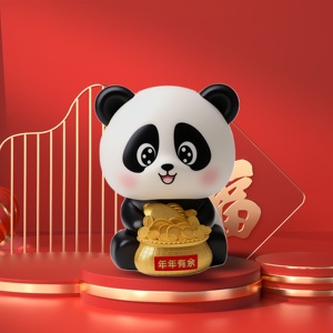 Panda porte-bonheur solaire à tête oscillante automatique, en ABS, mignon, pour tableau de bord de voiture, bureau, décoration intérieure - Product Image 5