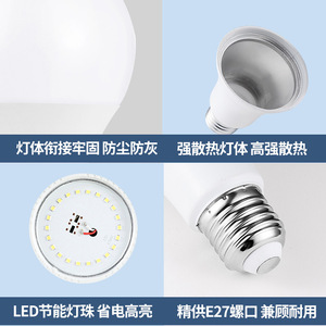 หลอดไฟ LED A60 E27 220V หลอดประหยัดพลังงาน ไฟส่องสว่างภายในบ้าน ฐานอลูมิเนียมเคลือบพลาสติก - Product Image 3