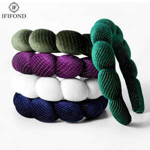 Diadema de terciopelo de poliéster IFOND <span class=keywords><strong>para</strong></span> mujer con nudo trenzado y hilo brillante, banda suave de esponja <span class=keywords><strong>para</strong></span> <span class=keywords><strong>el</strong></span> cabello <span class=keywords><strong>para</strong></span> spa y maquillaje, ideal <span class=keywords><strong>para</strong></span> lavarse la cara. - Product Image 1