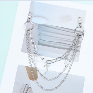 โซ่คาดเอวหลายชั้น โลหะรูปทรงเรขาคณิต ดีไซน์โบว์ฮิปฮอป สำหรับผู้หญิง กางเกงแฟชั่นลำลอง เครื่องประดับ - Product Image 2