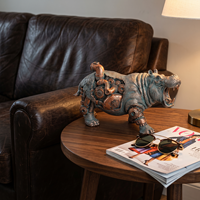 Figurine d'hippopotame steampunk vintage en résine, statue à engrenages mécaniques, ornement animalier, décoration de maison, salon, bureau, table, cadeau artisanal