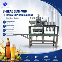Máquina Llenadora de Botellas de Vidrio Semiautomática, Isóbara y de Contrapresión para Cerveza, Refrescos y Bebidas Carbonatadas, Personalizable para Cervecerías