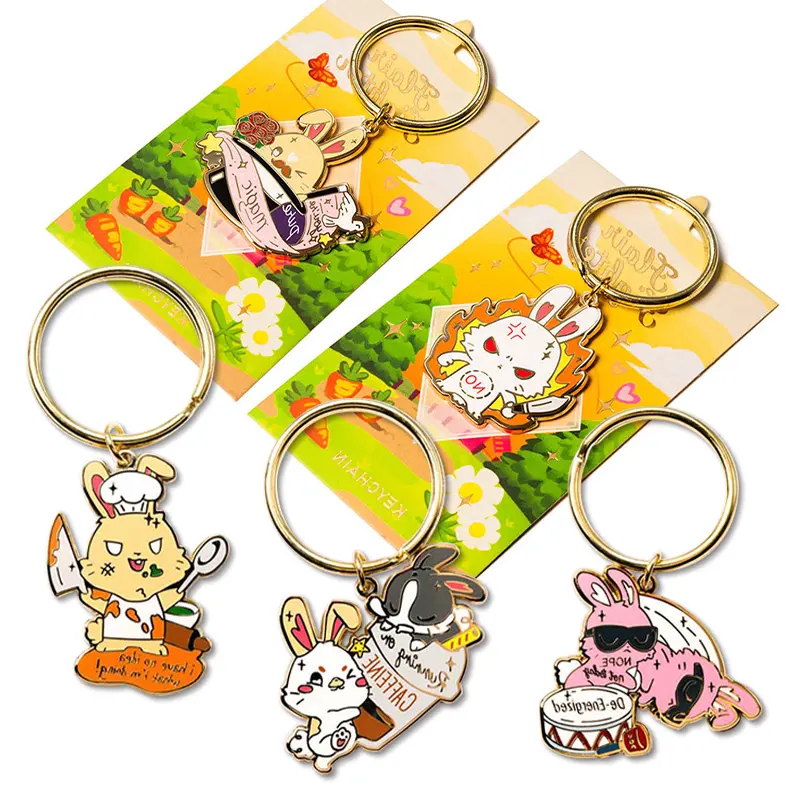 Khuyến mại bán buôn Anime Keychain kim loại đánh bóng sơn dập cứng men Mặt dây chuyền Keychain cho khắc