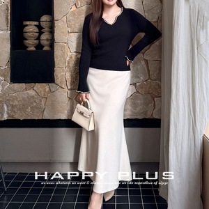 รันฉีกระโปรงถักทรงหางปลาขนาดพลัสไซส์ฤดูหนาวสีขาวสีทึบผสมขนสัตว์กระโปรงผู้หญิงเอวธรรมชาติ - Product Image 4