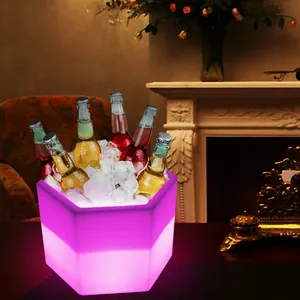 Cubo de hielo de cerveza de club nocturno LED para 6 botellas de champán heinek