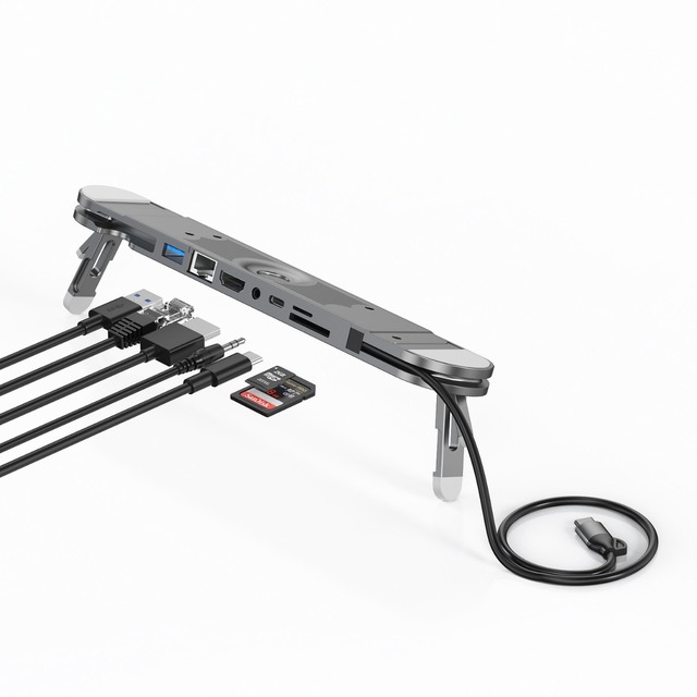 High Quality Type C Docking Station RJ45 Ethernet 100Mbps USB 3.0 HDTV 4k SD TF Card Reader Laptop Stand USB Hub Stock