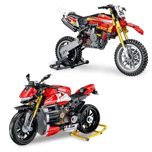 潘洛斯672005 MOC技术著名摩托车越野模型速度机车DIY组装砖积木摩托车儿童玩具