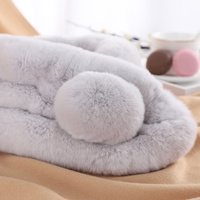 Écharpe chaude d'hiver classique vintage en fourrure de lapin, mignonne, boule, isolation thermique, épaisse, usage quotidien