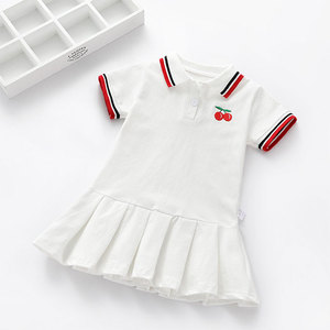 Robe pour fille, populaire, décontractée, mignonne, en coton, avec broderie de cerises - Product Image 2