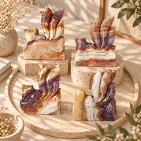 Figurine sculptée en cristal de renard à neuf queues en améthyste et agate, ornement décoratif en pierre pour la maison, le bureau et comme cadeau