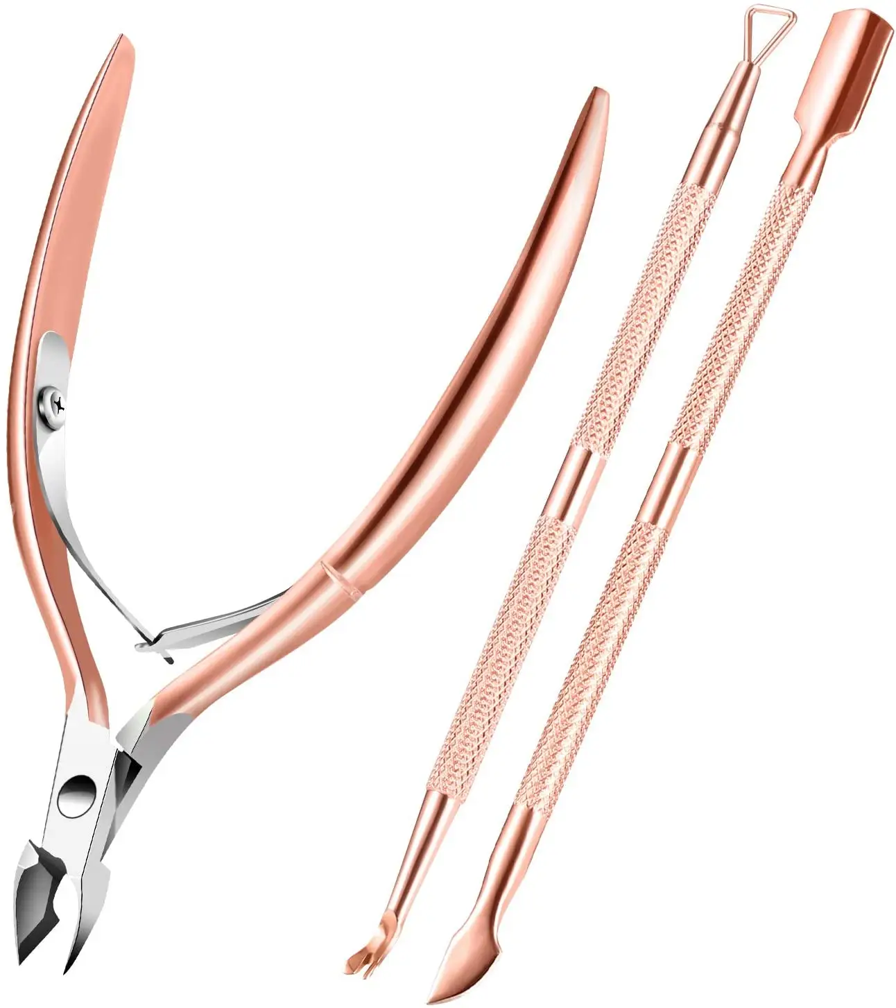 Rose gold nail clippers set Cuticle Remover stainless steel Manicure Pedicure Tools ingrown toenail cuticle nipper and pusher