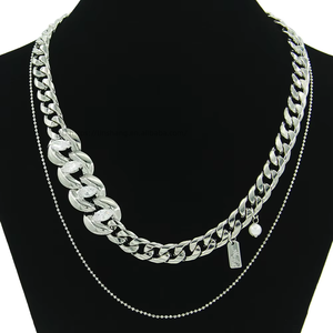 Double <b>Cuban</b> <b>Chain</b> Bead <b>Chain</b> Decorative Necklace Accessory Pendant, Personalized Babes Stacked Collarbone <b>Chain</b> Tanjing - Product Image 1