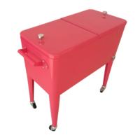 Chariot isotherme moderne 73L avec roulettes, glacière métallique pour le jardin et le camping, garde au frais
