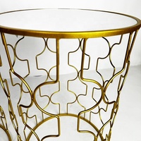 Ensemble de 2 tables d'appoint en métal rondes dorées, table basse décorative en fer, mobilier de luxe moderne pour la décoration de la maison, salon, vente en gros