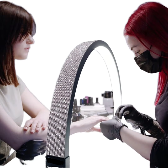 75cm LED Arch Nail Lamp Rhinestone Desktop Half Moon Manicure Light Professional Nail Art Curing Table Light for Beauty Salon