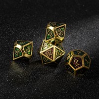 Ensemble de 7 dés polyédriques en métal gravé or, pour jeux de société Genius Invokation TCG RPG, accessoires de jeux de table