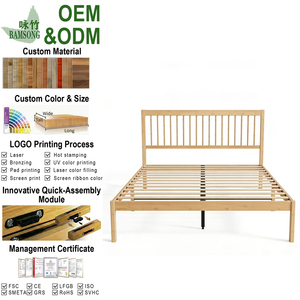 Cadre de lit plateforme minimaliste <span class=keywords><strong>en</strong></span> bambou avec tête de lit, support <span class=keywords><strong>à</strong></span> <span class=keywords><strong>lattes</strong></span> robuste, cadre de lit <span class=keywords><strong>en</strong></span> bambou écologique, conception silencieuse - Product Image 1