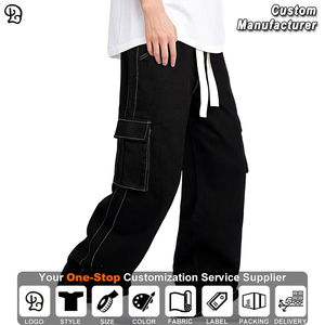 Maßgeschneiderte Herren Vintage Gewaschene Baggy Cargo Jeans Lose Weite Beinöffnung Denim-Hosen mit Mehreren Taschen Streetwear Mode Hip-Hop Lässige Hose - Product Image 2