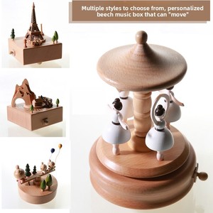 Boîte à <span class=keywords><strong>musique</strong></span> rotative en bois massif, style nordique simple, artisanat de la ville du vent, avec finition purement manuelle - Product Image 2
