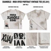 T-shirt Streetwear Vintage Blanc Délavé Effet Usé Coupe Boxy Courte Imprimé Numérique Rétro Coton Épais Vente en Gros