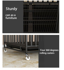 Cage en acier inoxydable pour chien, niche métallique, robuste, facile à transporter, avec roues - Product Image 6