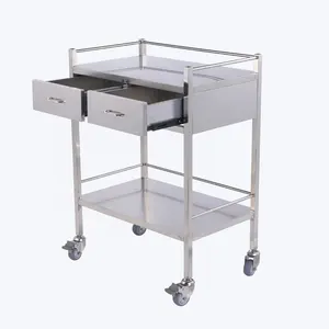 2 Tier Stainless Steel Modern 2 Shelves Kitchen Hospital Salon Lab Medical Equipment Instrument Tool Trolley Cart CY-D402