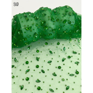 New <strong>Heavy</strong> Beads Crystal George <strong>Fabric</strong> Embroidered Gauze Tulle Mesh <strong>Fabric</strong> Sustainable <strong>Lace</strong> with Beads in Double Sequins - Product Image 1
