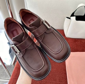 British retro college-style buckle loafers for women-square toe, thick sole, versatile for daily wear, small leather <b>shoes</b> - Product Image 3