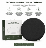 Coussin de méditation de mise à la terre OEM personnalisé noir en cuir PU conducteur, respirant et rond pour chaise de sol