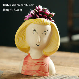 Venta al por mayor de diseño pintado <span class=keywords><strong>a</strong></span> <span class=keywords><strong>mano</strong></span> figura humana niñ<span class=keywords><strong>a</strong></span> cara cerámica suculenta maceta planta Cactus <span class=keywords><strong>Macetas</strong></span> - Product Image 6