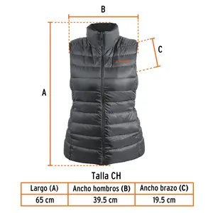 Chaleco Ligero de Plumón para Mujer, Color Gris, CH, TRUPER - Product Image 3