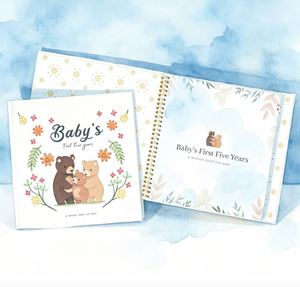 Cute Design <b>First</b>-Year Baby Growth Memories Journal A5 Hardcover Activity Book Spiral <b>Binding</b> PP Cover Material Perfect Gift - Product Image 1