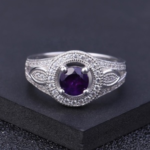 Rispettosi Vintage Naturale Della Pietra Preziosa Di Modo Dell'argento Sterlina 925 Di Fidanzamento Gioielli in Argento <span class=keywords><strong>Ametista</strong></span> <span class=keywords><strong>Anelli</strong></span> Delle Donne - Product Image 6
