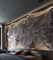 Panneau mural 3D en pierre PU, design moderne pour hôtel, imperméable, 1200x600mm, épaisseur 60mm, pierre d'ardoise artificielle légère