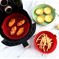 Revêtements en silicone réutilisables pour friteuse à air, moules de cuisson ronds pour friteuse à air, outils de cuisine, plateau de cuisson, accessoires pour friteuse à air