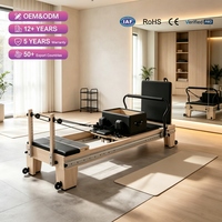 Reformer Pilates en bois d'érable massif à rail complet, machine d'entraînement stable à glissière pour studio de Pilates commercial et entraînement du tronc