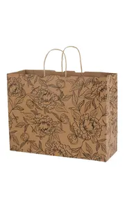 Sac en papier kraft brun écologique de luxe avec gaufrage de logo personnalisé pour les expositions et les supermarchés - Product Image 4