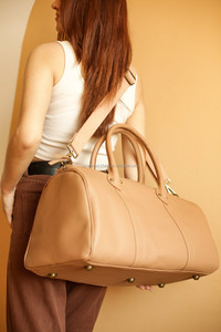 Classic <strong>Leather</strong> Travel Duffel Tote Bag for <strong>Women</strong> <strong>Holdall</strong> Travel Duffel Bag Oversized Overnight Weekender Bag - Product Image 6